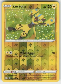 Zeraora 052/159 Reverse Holo Rare Crown Zenith Pokemon NM - Image 1