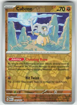 Cubone 104/165 Reverse Holo Common 151 Pokemon NM - Image 1