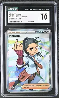 CGC 10 Gem Mint Nemona Holo #229 Ultra Rare Paldean Fates Pokemon 2024 - Image 1