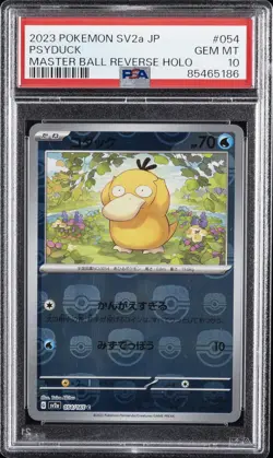 2023 POKEMON JPN SV2A-POKEMON 151 MASTER BALL REVERSE HOLO #054 PSYDUCK PSA 10 - Image 1