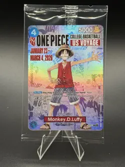 One Piece Monkey.D.Luffy College Basketball US Voyage P-055 Gonzaga Promo Sealed - Image 1