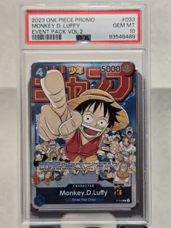 2023 ONE PIECE P-033 MONKEY D LUFFY EVENT PACK VOL 2 PROMO ENGLISH PSA 10 GEM MT - Image 1