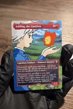 MTG Hand Painted Alter: Howl's Moving Castle Calcifer As Ashling The Limitless - Image 2