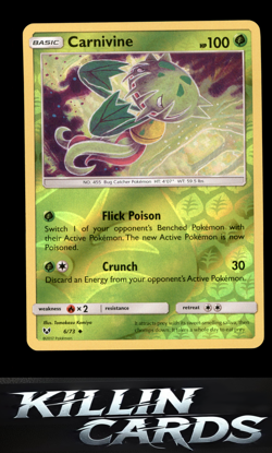 Reverse Holofoil Carnivine 6/73 Pokemon Uncommon Shining Legends Card NM - Image 1