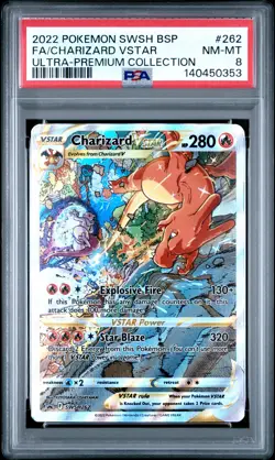 2022 POKEMON SWSH BLACK STAR PROMO #262 FULL ART/CHARIZARD VSTAR PSA 8 - Image 1
