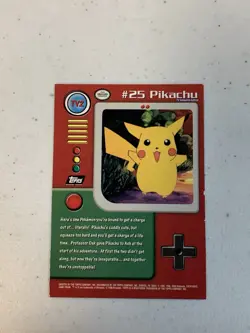 1999 Topps Pokemon TV Animation Series 1 #25 Pikachu #TV2 - Image 2