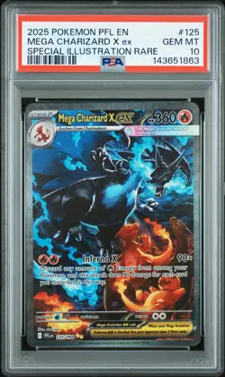 2025 POKEMON PFL EN-PHANTASMAL FLAMES #125 MEGA CHARIZARD X EX PSA 10 - Image 1