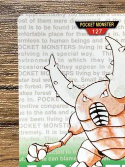 Pokemon Carddass Card Pinsir No.127 Bandai Pocket Monsters Green ver. 1996 - Image 3
