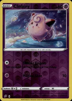 Clefairy Common SWSH02: Rebel Clash 074/192 Psychic Reverse Holo Pokemon Card - Image 1