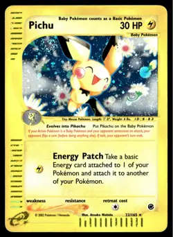 ✅Pokemon Pichu Holo Rare Card 22/165 Expedition Base Set E-Reader ✅ SWIRL ✅2CF✅ - Image 1
