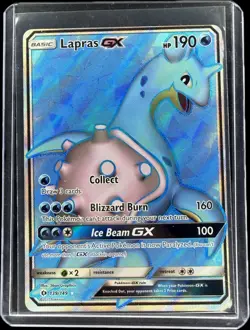 Lapras GX 139/149 Ultra Rare Holo Sun & Moon 2017 Base Set Pokemon TCG Near Mint - Image 1