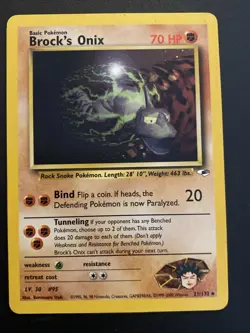 Pokemon Card TCG Brock's Onix Gym Heroes 21/132 Unlimited Edition Non Holo Rare - Image 1