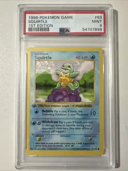 Pokemon PSA 9 1st Edition Squirtle 063/102 Base Set (Shadowless) - Image 1