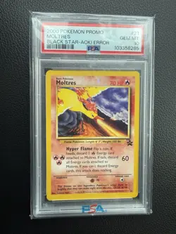 Pokemon 2000 Promo Black Star Moltres Aoki Error, PSA 10, #21 - Image 1