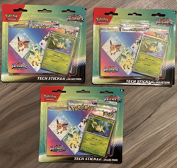 3 PACKS Pokemon LEAFEON Prismatic Evolutions Tech Sticker Collection TCG Blister - Image 1