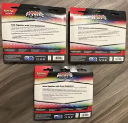 3 PACKS Pokemon LEAFEON Prismatic Evolutions Tech Sticker Collection TCG Blister - Image 2