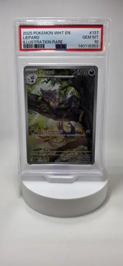 2025 POKEMON WHT EN-WHITE FLARE ILLUSTRATION RARE 137/086 LIEPARD PSA 10 - Image 1
