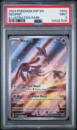 Pokemon TCG Mesprit 204/191SV08 Surging Sparks Illustration Rare Holo PSA 9 - Image 1