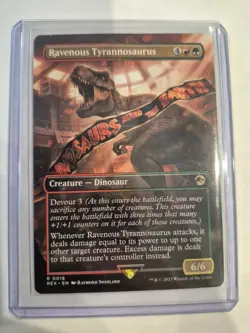 Magic the Gathering Ravenous Tyrannosaurus Jurassic World NM Borderless - Image 1