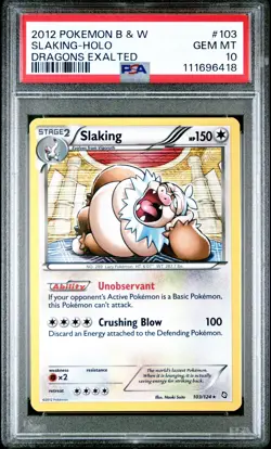 PSA Mint 10 Slaking Holo Black & White 2012 Dragons Exalted 103/124 TCG Pokemon - Image 1