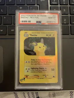 Raichu Skyridge PSA 10 Gem Mint 27/144 Reverse Holo Pokemon 2003 POP 62 - Image 1