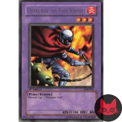 Yugioh Charubin the Fire Knight LOB-015 Rare 1st Edition NM - Image 1
