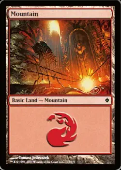 1x Mountain (173) - Foil Moderate Play, English New Phyrexia MTG Magic - Image 1