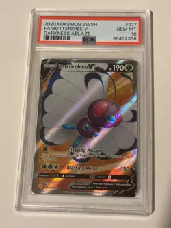 Pokemon TCG Gem Mint PSA 10 Butterfree V 177/189 Darkness Ablaze Full Art - Image 1