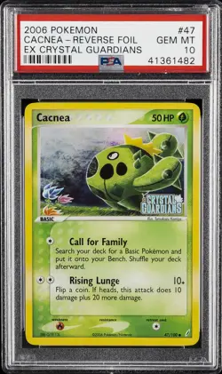 2006 POKEMON EX CRYSTAL GUARDIANS #47 CACNEA-REVERSE FOIL PSA 10 - Image 1