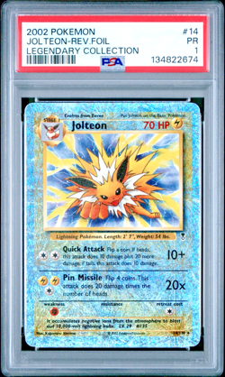 PSA 1 2002 Pokemon Legendary Collection Jolteon 14/110 Reverse Holo Foil WOTC - Image 1