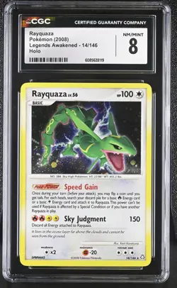 CGC 8 Rayquaza 2008 Legends Awakened 14/146 Holo Pokemon Card - Image 1