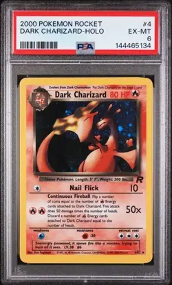 PSA 6 Dark Charizard Holo Swirl Team Rocket Unlimited #4/82 Pokemon Low POP - Image 1
