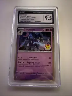 Pokemon 2024 Paldean Fates CERULEDGE 40/91 Pokemon Day Promo CGC 9.5 MINT+ - Image 1