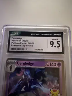 Pokemon 2024 Paldean Fates CERULEDGE 40/91 Pokemon Day Promo CGC 9.5 MINT+ - Image 2