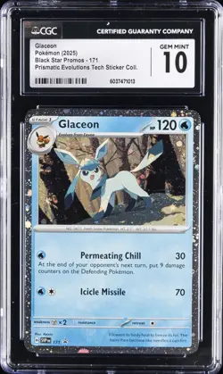 2025 POKEMON SVP EN-SV BLACK STAR PROMO #171 GLACEON CGC 10 GEM MINT - Image 1