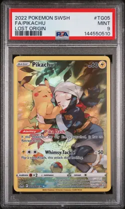 2022 POKEMON SWORD & SHIELD LOST ORIGIN #TG05 FULL ART/PIKACHU PSA 9 - Image 1