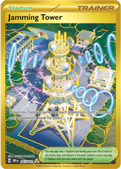 Pokemon TCG Destined Rivals: Jamming Tower Card #243/182 (Gold Secret Rare) - NM - Image 1