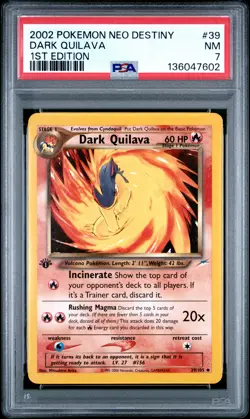 2002 POKEMON NEO DESTINY 1ST ED #39 DARK QUILAVA PSA 7 - Image 1