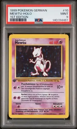 1999 Pokemon German Mewtwo 1st Edition #10 PSA MINT 9 RARE Mewtu - Image 2