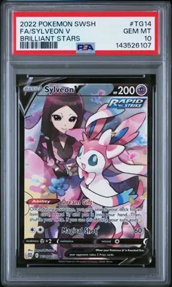 2022 POKEMON SWORD & SHIELD BRILLIANT STARS #TG14 FULL ART/SYLVEON V PSA 10 - Image 1