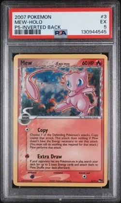 Mew #3/17 Pokemon TCG Pop Series 5 INVERTED BACK Holo Rare PSA 5 - Image 1