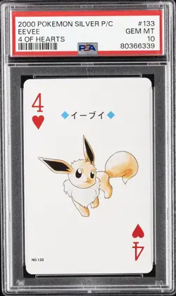 2000 POKEMON SILVER VERSION PLAYING CARDS 4 OF HEARTS #133 EEVEE PSA 10 - Image 1