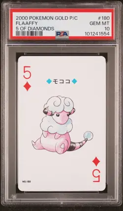 2000 POKEMON GOLD VERSION PLAYING CARDS 5 OF DIAMONDS #180 FLAAFFY PSA 10 - Image 1