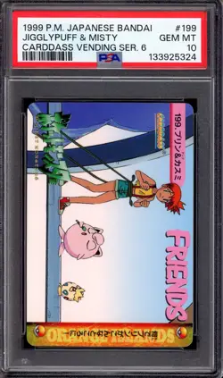 1999 Pokemon JP Bandai Carddass Vending Series 6 Jigglypuff & Misty #199 PSA 10 - Image 1