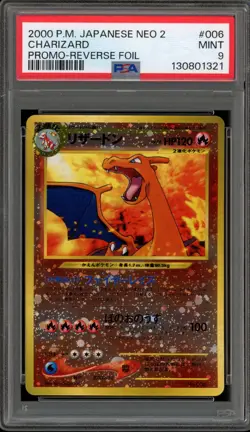 Pokemon Charizard Neo 2 Japanese Reverse Holo Promo #006 PSA 9 Mint - Image 1
