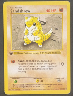 Pokemon Sandshrew Base Set 62/102 1st Edition Shadowless MP - Image 1