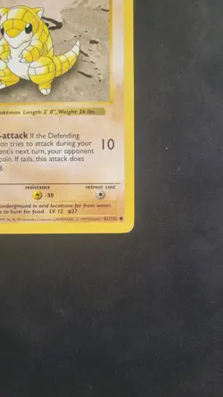 Pokemon Sandshrew Base Set 62/102 1st Edition Shadowless MP - Image 4