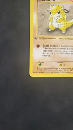 Pokemon Sandshrew Base Set 62/102 1st Edition Shadowless MP - Image 5