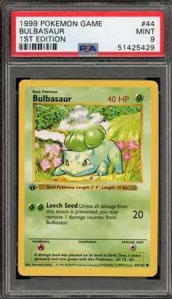 Pokemon Bulbasaur Base Set Shadowless 1st Edition #44 PSA 9 Mint - Image 1