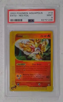 1x V0336: 2003: Entei: 10/147: Aquapolis: Reverse Holo Rare: PSA: 9: Mint: 6275 - Image 1